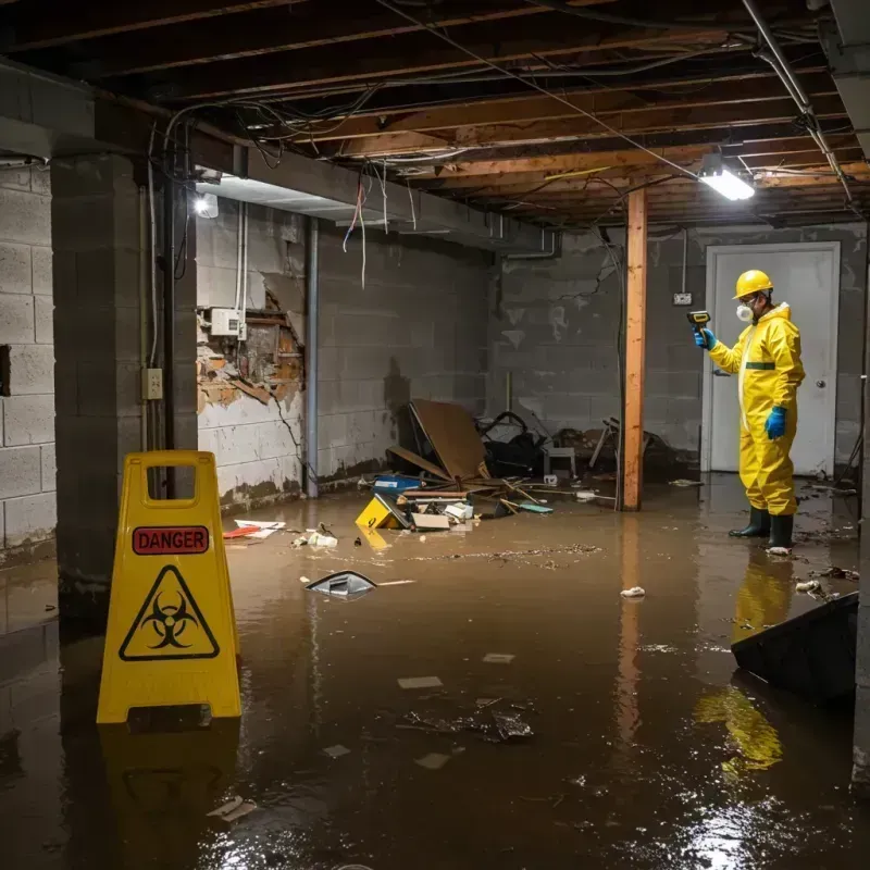 Flooded Basement Electrical Hazard in Savoy, IL Property